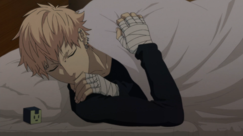 noizybunnyboy:  All three sleep (or try to sleep) with their Allmates in the bed with them (even Noiz who claims Allmates are just tools to be used) and that is the cutest fucking thing ever. Also! Sleeping habits: Koujaku sleeps on his back and Noiz