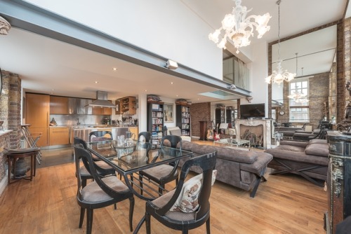 Double-height ceiling in a converted London school via reddit More pictures here - yours for £1,250