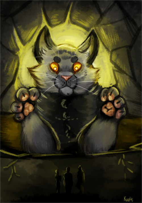 huitunkuutti:THE ENCHANTER[Id: A painting like illustration of Heathcliff. He is a giant, grey cat s