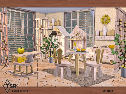 soloriya:***Leah Dining*** Sims 4 Includes 9 objects: chair, dining table, divider, hallway table, h