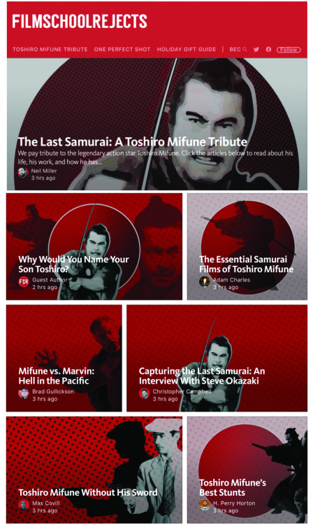 Very proud to have worked on a Toshiro Mifune tribute at filmschoolrejects.com and contribut