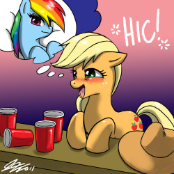 rainbowdashtheawesome:  One Too Many Applejacks by johnjoseco &ldquo;Hehehe, I am dreamy, aren’t I?&rdquo;  Classic~ X3