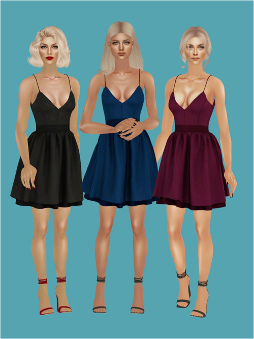  Short A-line Dress to TS2! Original meshes&textures by @lazyeyelids and you can find them here 