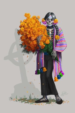 argovi:  Mi entrada para el Character Design Challenge de este mes con el tema del Día de Muertos. Catrina coqueta y sus flores de cempasúchil. https://www.facebook.com/photo.php?fbid=10154329943356110&amp;set=gm.441630882704932&amp;type=3 