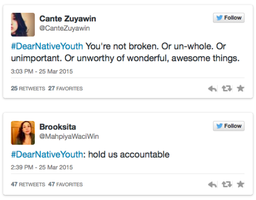 micdotcom:#DearNativeYouth is the beautiful hashtag all young Native Americans need to hear These an