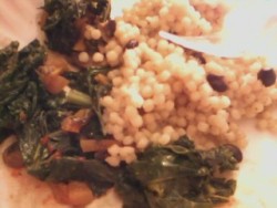 black beans and couscous. Kale and bell peppers