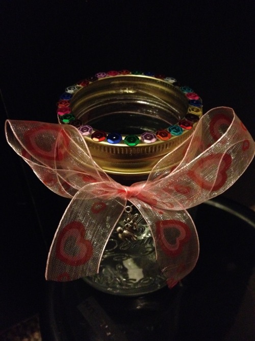 northmcqueen: Hand decorated mason jar tealight holder with rabbit charm & sequin detail. Curren