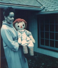 bloodgutsmurdersuicide:  The Film “The Conjuring” was based off this story. Donna got Annabelle from her mother in 1970; mom bought the used doll at a hobby store. Donna was a college student at the time, and living with a roommate named Angie, and