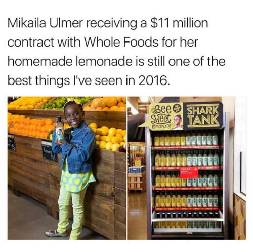 erykahisnotokay: lagonegirl: After getting stung by bees when she was four, Mikaila Ulmer’s fe