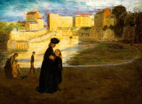Gwen John - Landscape at Tenby with Figures -  1896/1897