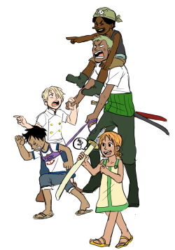 falloutboyonboy:  i dont know i think i just wanted to draw zoro being annoyed by a buncha lil brats pls view full size 
