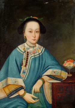 arsvitaest:  Portrait of a Noble Lady, painted in the style of Lang Shining (Giuseppe Castiglione, 1688-1766) Castiglione arrived in China in 1715 as a Jesuit missionary. While there, he took the name Lang Shining. His skill as an artist was appreciated