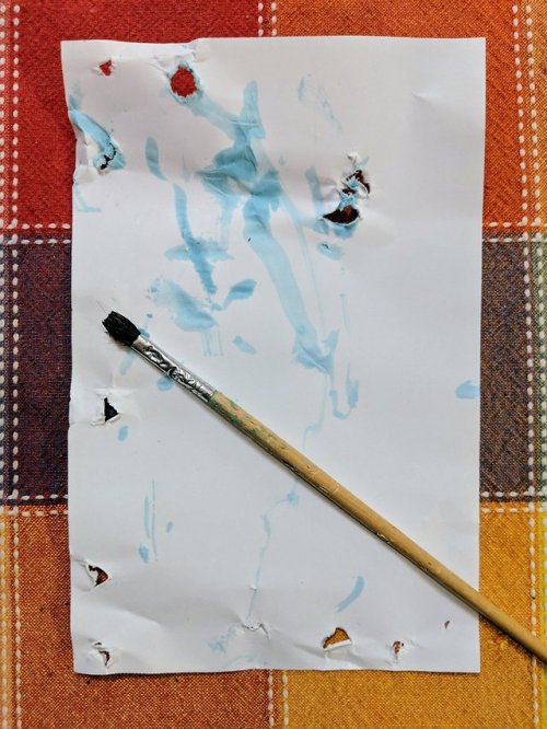draconym:Ripley (sort of) painted a picture today (mostly he destroyed a paintbrush while making inc