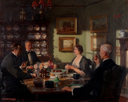 A Birthday Party (1934-6) by Fred Elwell (1870-1958). Beverley Art Gallery. Fred &amp; family. Yorks