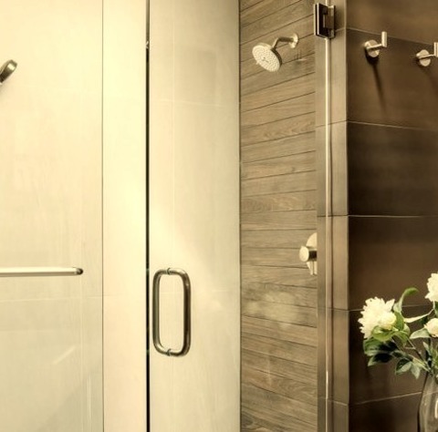 Bathroom Master Bath San Diego Example Of A Mid-sized Minimalist Master Brown Tile And Wood-look Tile