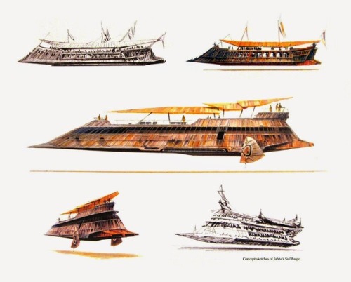 talesfromweirdland:Ralph McQuarrie’s designs for Jabba’s sail barge.I remember the scene