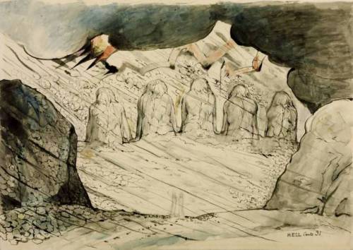 ritualcircle: William Blake - The Primaeval Giants Sunk in the Soil. Illustration to Dante’s D