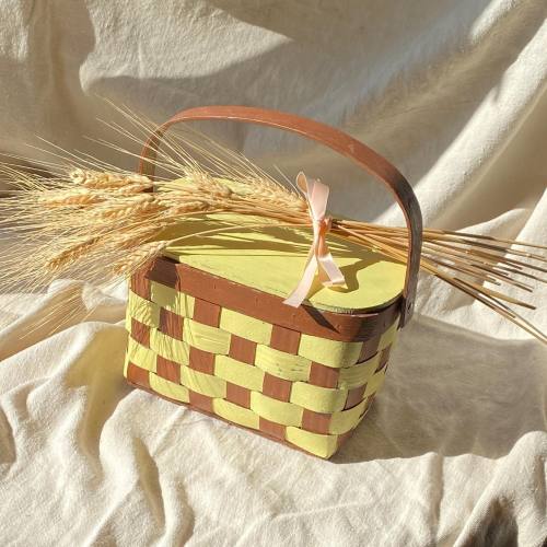painted woven wood basket c 1950shttps://instagr.am/p/CNPszgFB2-m/