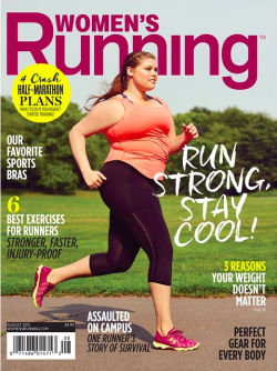 curvesandrunningshoes:  GUYS. Can we celebrate the fact a plus sized model is on the COVER of a running magazine?!?! Without any mention of “how to get healthy” or losing weight?! If anything, they mention that weight doesn’t matter. She looks