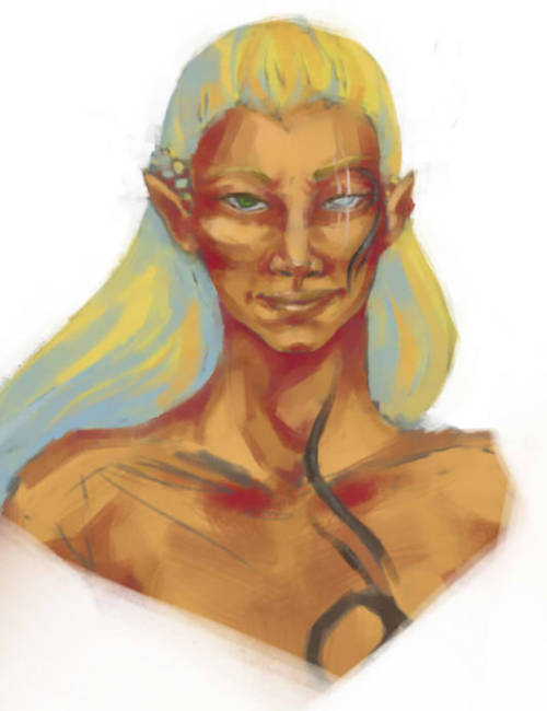 My post-Archdemon Zev has half his ear torn off and he’ll never see out of his left eye again. But t