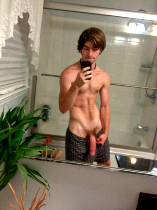 Muscle teen boy selfie