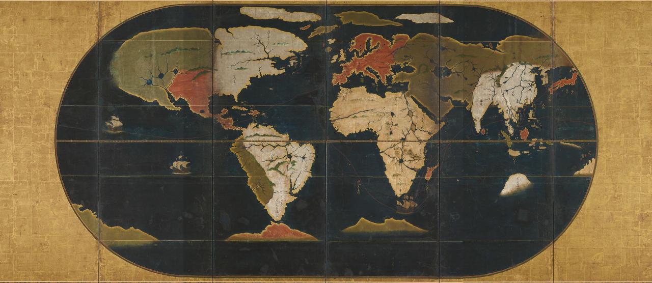 Japan map of the world, Azuchi-Momoyama Period, 16th century.