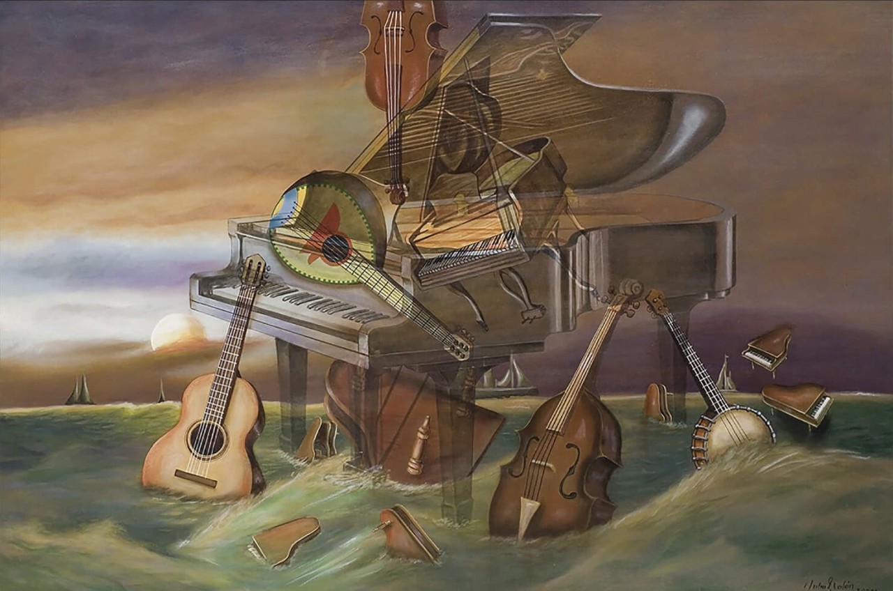 Julio Galán (1958-2006) —The Piano without a Pianist (oil on canvas, 2000)