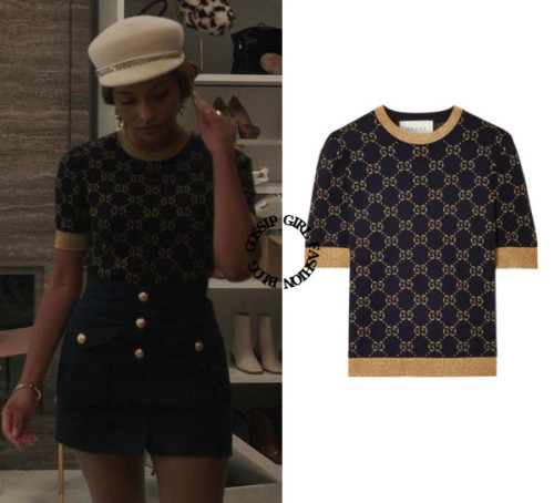 Who: Savannah Lee Smith as Monet de HaanWhat: Gucci Interlocking G jacquard-knit top  - $957.00Where