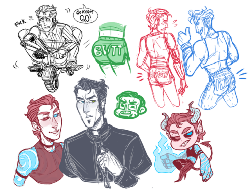 Some various Rhack doodles (ft. Vaughn butt)Because of the dorks in the Borderlands discord I now ha