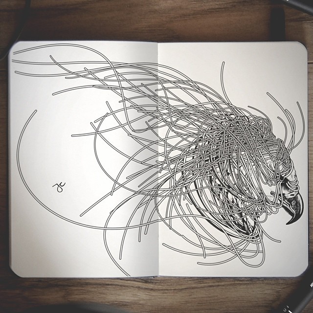 jedavu:  Surreal Hybrid Drawings Bloom and Burst Across Sketchbook PagesSelf-taught