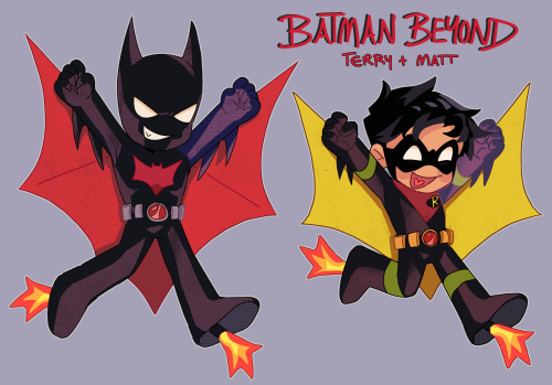 Batman Beyond is inside of my brain Terry and Matt issue cover redraw + sticker designs !!! :-)