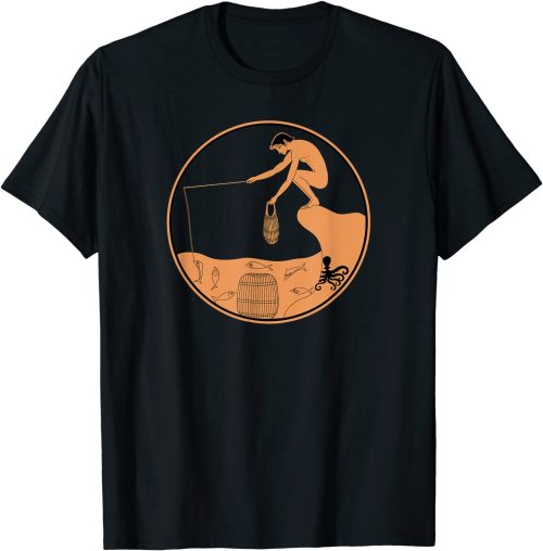  Our t-shirt design “An octopus hiding from a fisherman” is now in stocks on the Amazon 