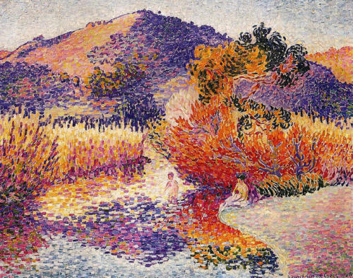 artist-cross: River in Saint-Clair, 1908, Henri-Edmond CrossMedium: oil,canvaswww.wikiart.or