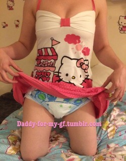 daddy-for-my-gf:  Another gem my lg found on eBay!  As soon as she unwrapped it I demanded she model it for me with some cute kiddo diapers that we got at LBL this weekend!