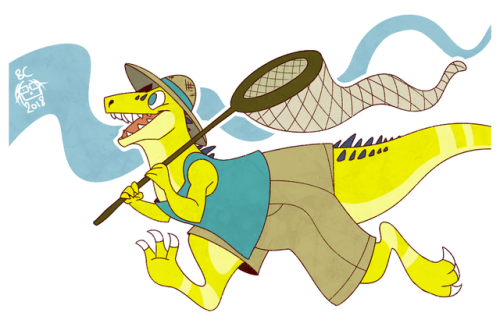 Huevember/Dinovember Day 2 - Little bit darker but toxic yellow Allosaurus Bug-Catcher