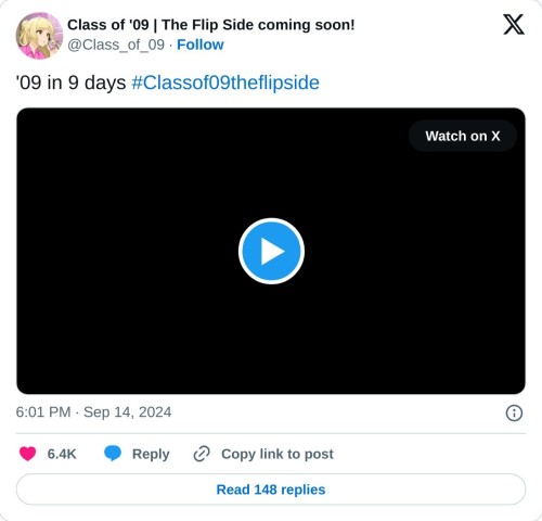 '09 in 9 days #Classof09theflipside pic.twitter.com/LUZgjX5Fcl
— Class of '09 | The Flip Side coming soon! (@Class_of_09) September 14, 2024
