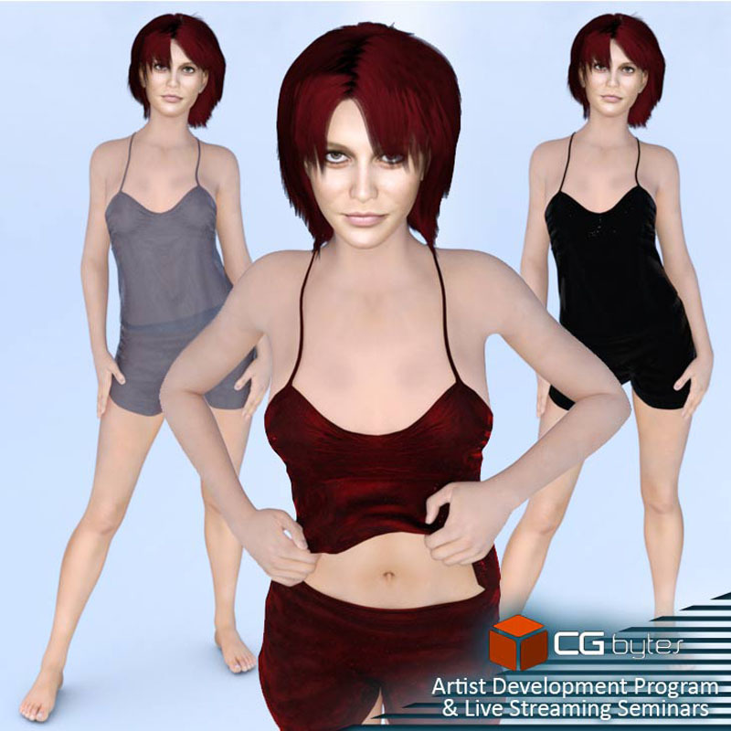  Camisole and Shorties for Daz Studio  This model was demonstrated in our Our Artist