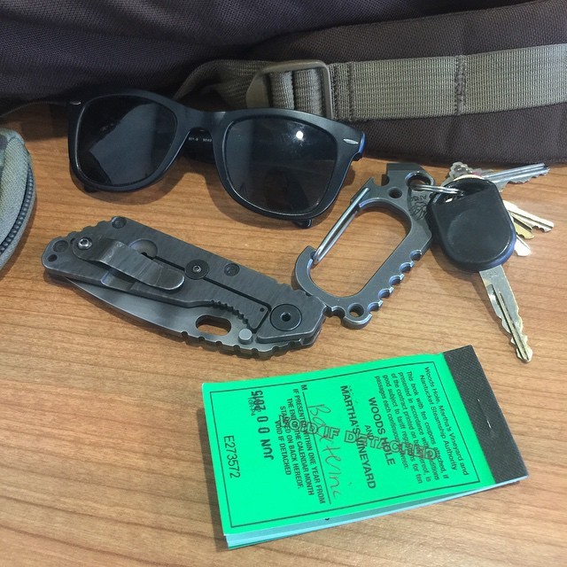 gear-queer:  Island commuter EDC. #goruckjava #raybans #striderknives #ansø #gearqueer