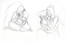 airbenderedacted:  gemslashstashcache:  Some sketches I had laying around I decided to touch up a tad.  Gem touching and some smoochin’~   