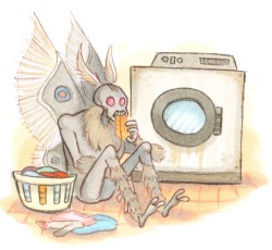 mostly-ghostly-95:  I met the Mothman once, he ate people’s unattended laundry and smelled like feet. 