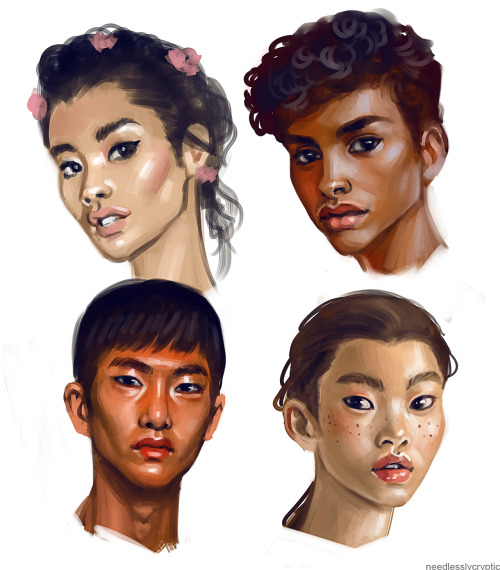 needlesslycryptic: couple of head studies. all refs from @modelsofcolor!