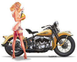 pin-up-beauties:  thepinupclub:  Harley Davidson Pin-up Art  . 