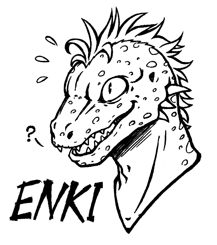 My D&D characters #2. This is Enki Graytalon, a not so bright but very confident lizardman ranger/scout who has been banished from his village with the excuse of hunting a non-existing legendary creature. “Enki is greatest hunter!”