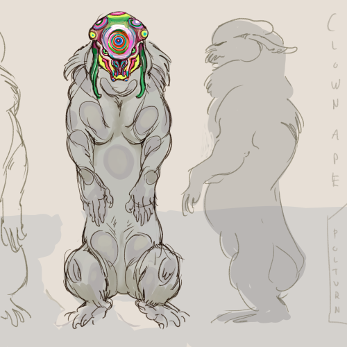 Stands up threateningly like a grizzly. (Clown Ape - OC species)