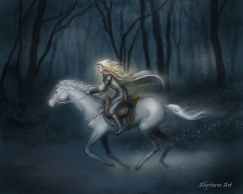 alystraea:Glorfindel and Asfaloth“Suddenly into view below came a white horse, gleaming in the shado