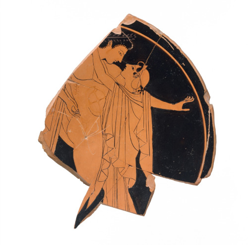 Fragmentary terracotta kylix (drinking cup) Attributed to the Kiss PainterArchaic, 510-100 BC - Gree