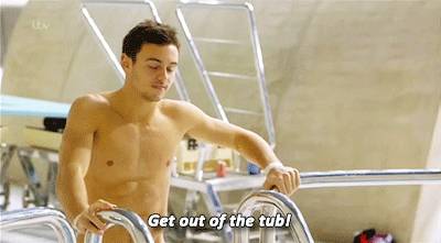 selfloveclub:  famousmeat:  Tom Daley tries to get Dan Osborne to change into speedos