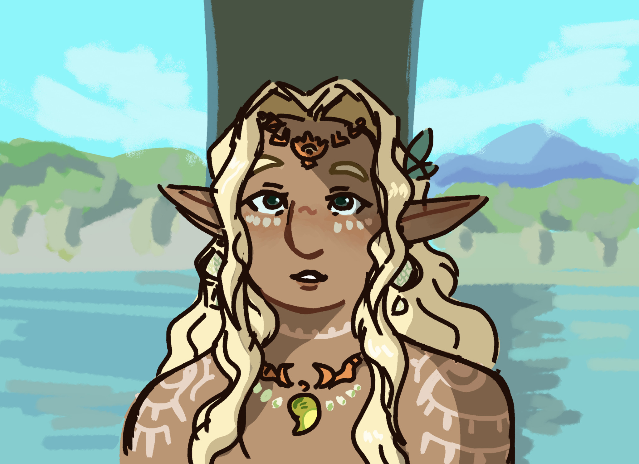 9/4/2023 quick screenshot redraw of sonia (totk) shes wearing a dress its just very low cut lol