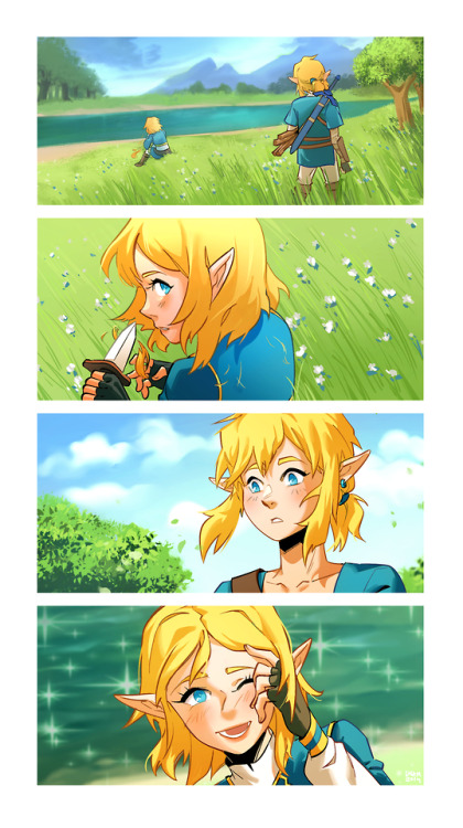 Link getting awestrucked by the short-haired Zelda *v* …Twitter: https://twitter.com/Digitkam