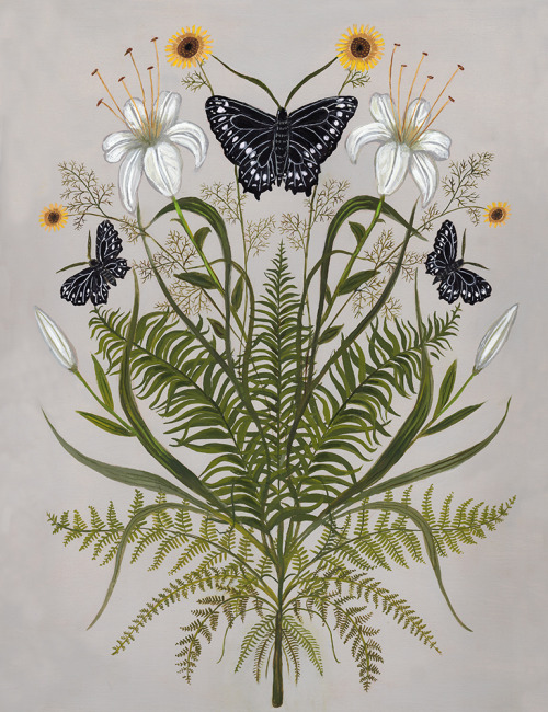 Fern and LilyGouache on paper, 2020by Kelly Louise Judd